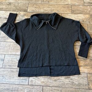 Black Textured Pullover Sweater